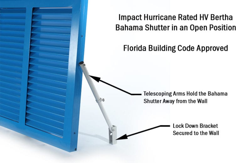HV Bertha Bahama Shutter in the Open Position Master Aluminum